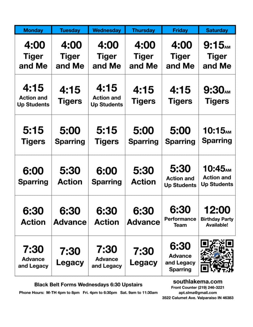 Valpo Class Times 2026