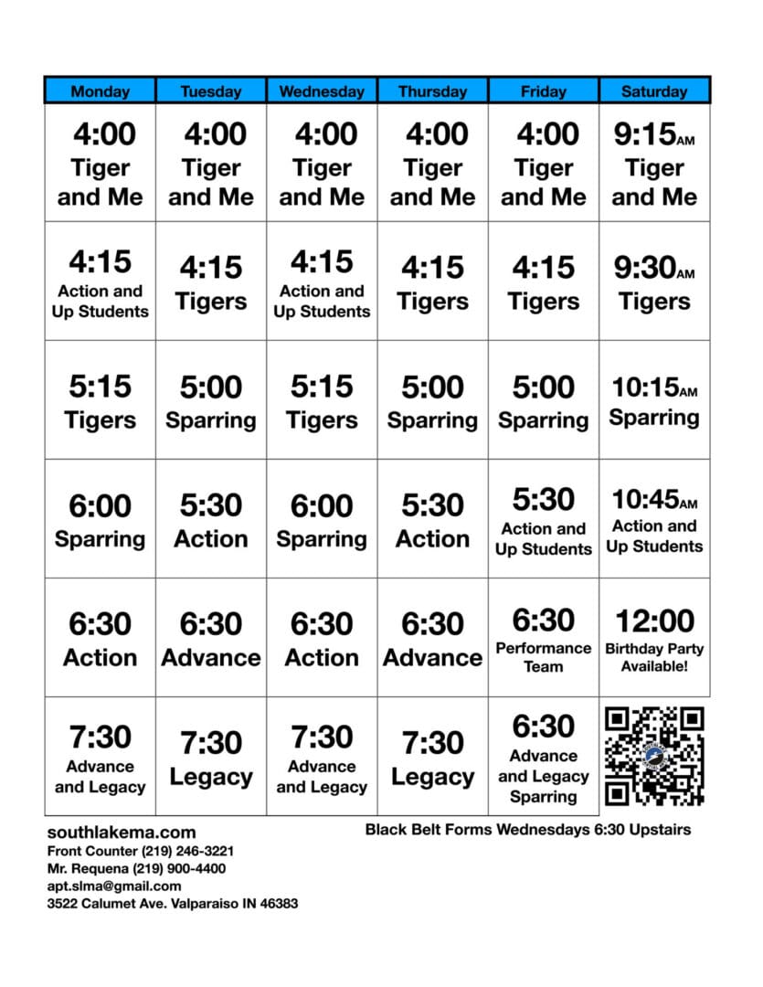 Valpo Class Times 2026