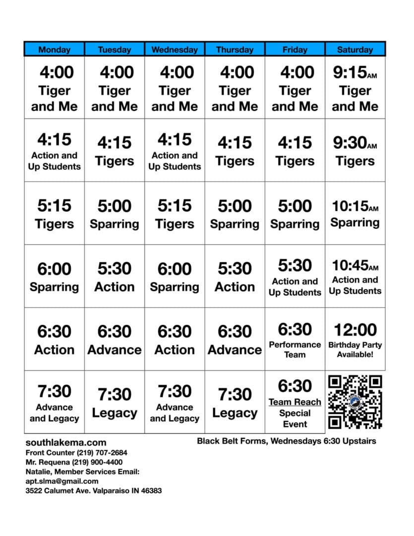 Valpo Class Times 2026