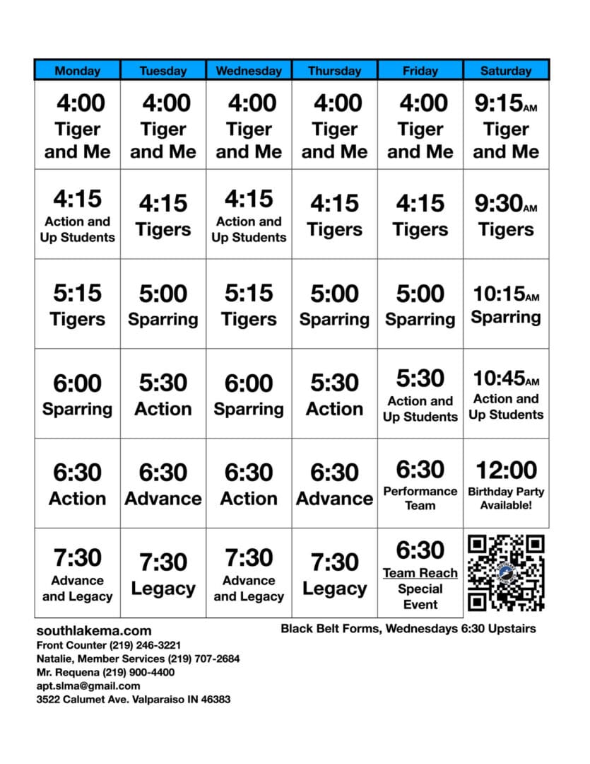 Valpo Class Times 2026